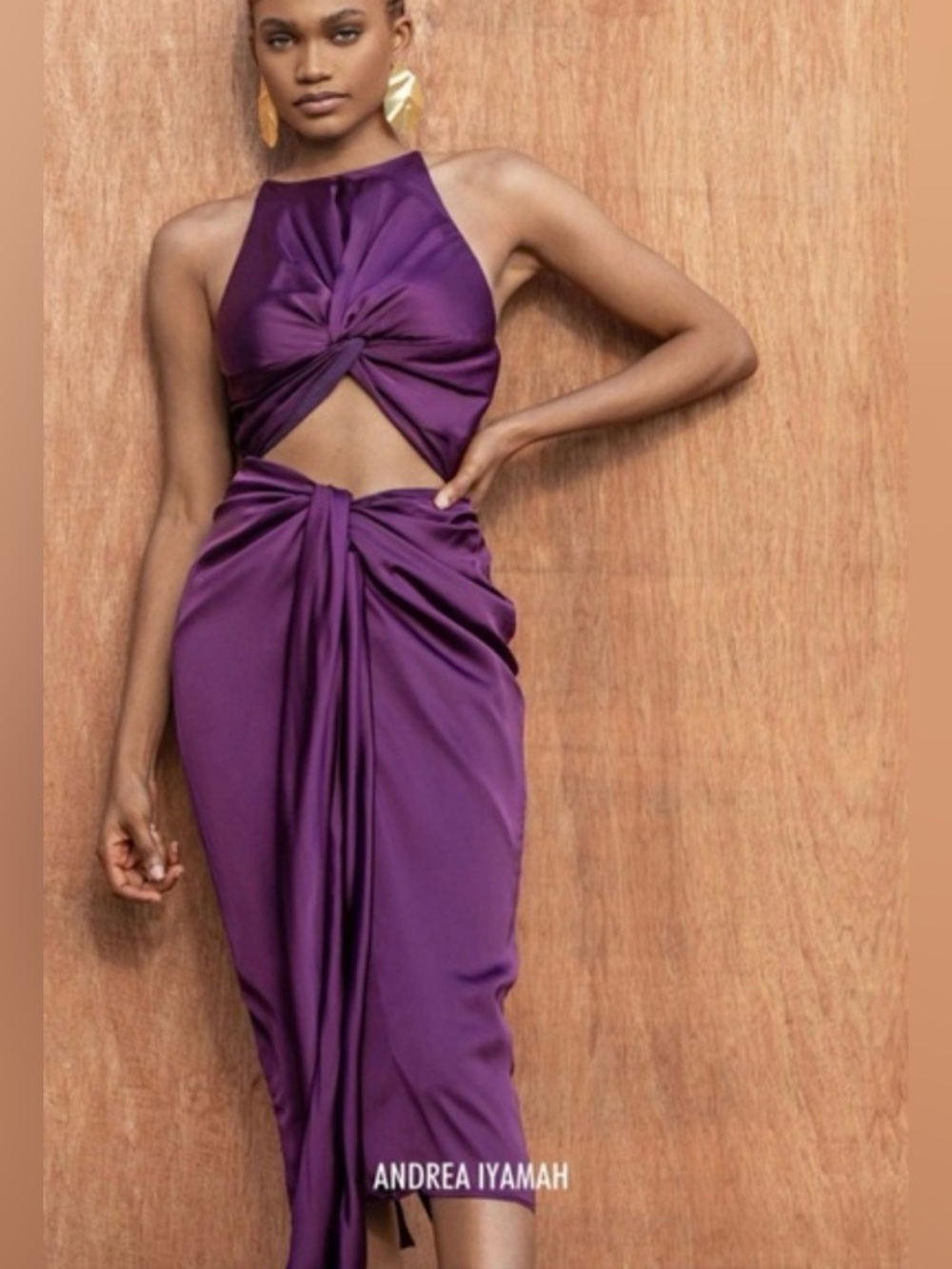 ANDREA IYAMAH Reni Plum Dress in Satin NWT Small - Picture 3 of 13